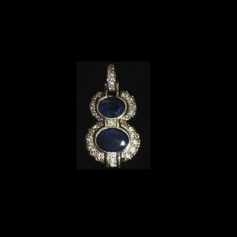 Oval Blue Kashmir Sapphire and Diamond Necklace Enhancer, 18k yellow gold