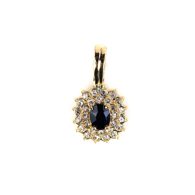 Oval-cut Black Diamond Pendant, 18k yellow gold