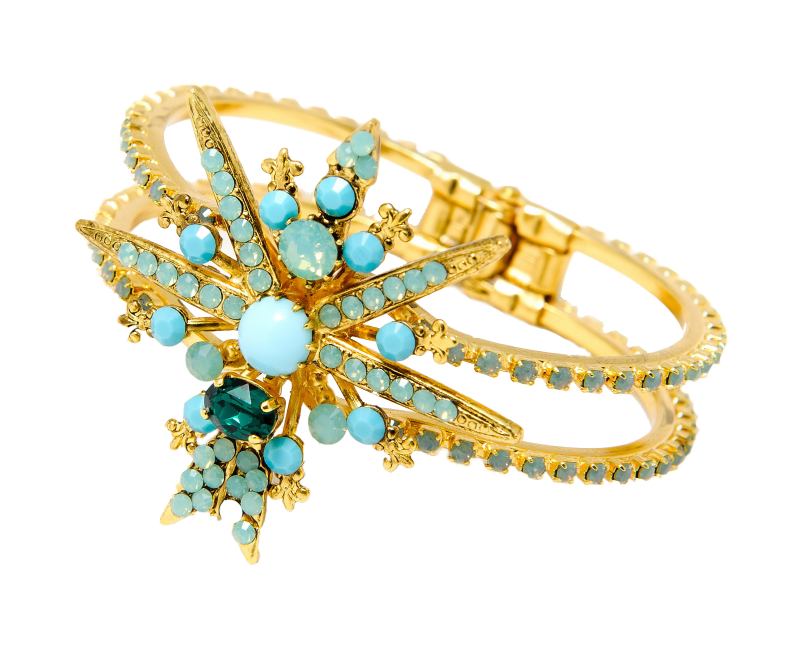 Oval Emerald and Brilliant Turquoise Bracelet, 18k yellow gold