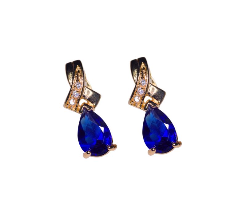 Pear-cut Blue Sapphire and Diamond Earrings, 14k white gold