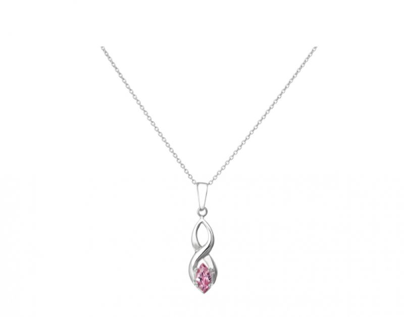 Marquise-cut Pink Sapphire Pendant with Necklace, 14k white gold