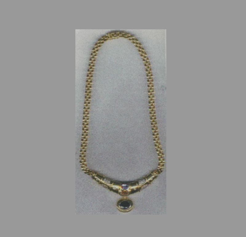 Oval-cut Sapphire and Diamond Necklace, 18k yellow gold