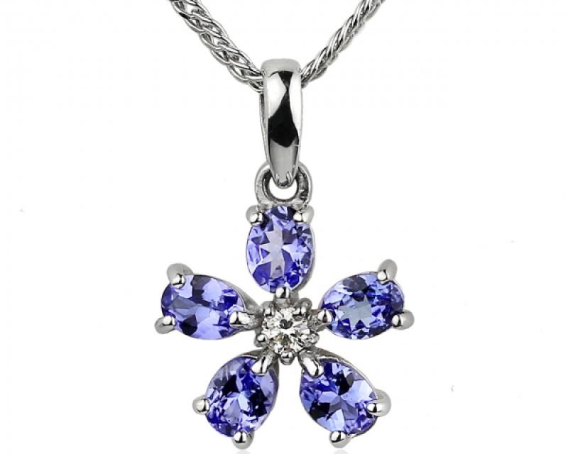 Oval-cut Tanzanite and Diamond Pendant with Necklace, 18k white gold