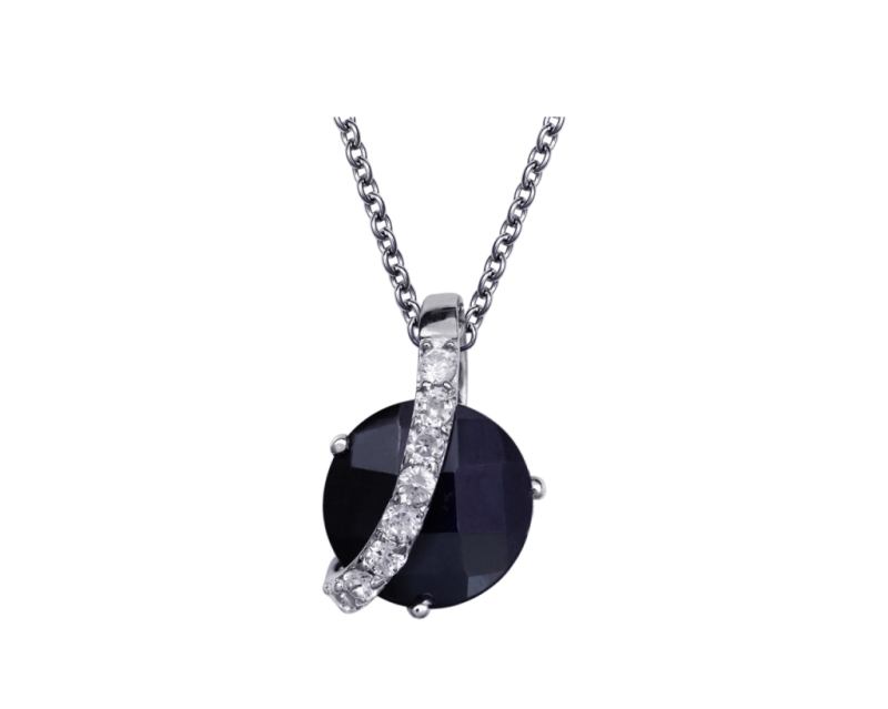 Round-cut Deep Blue Spinel and Diamond Pendant with Necklace, 18k white gold