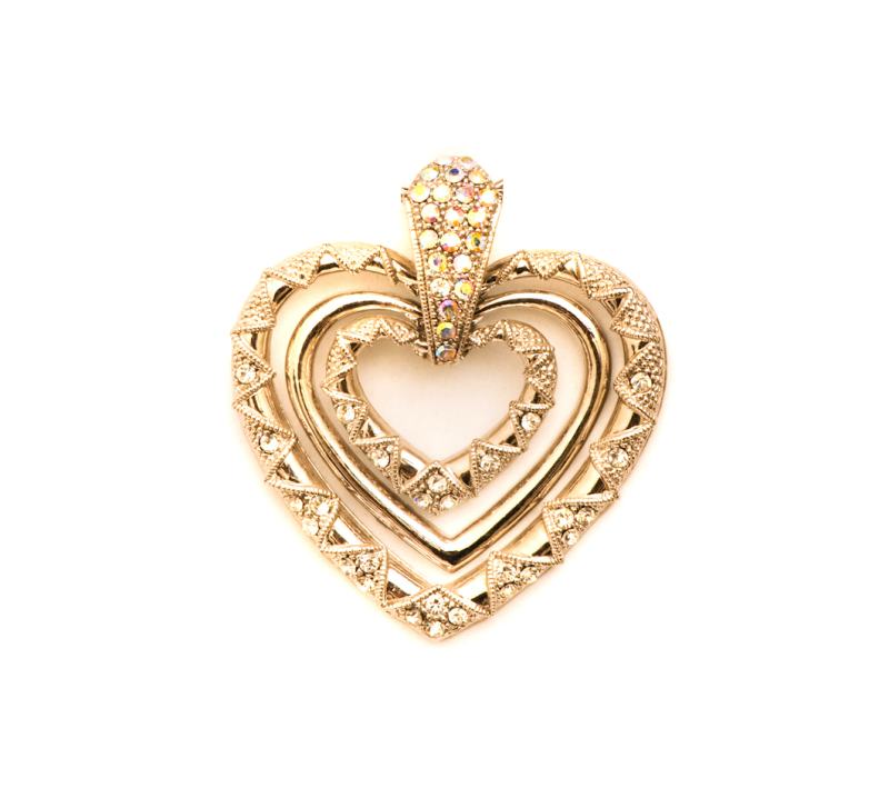 Diamond Heart Pendant, 18k yellow gold