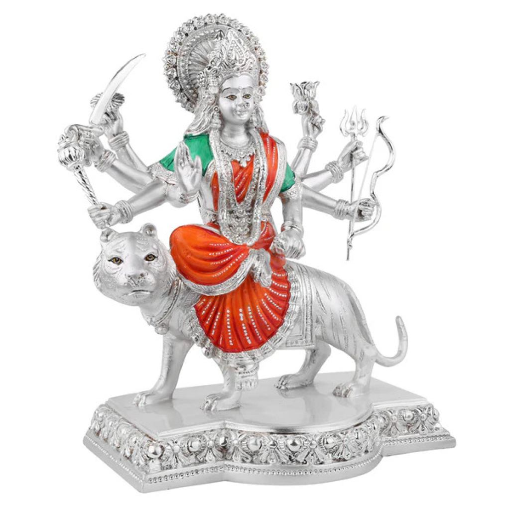 Silver Color Maa Durga Large (h-24.5 cm) ( silver)