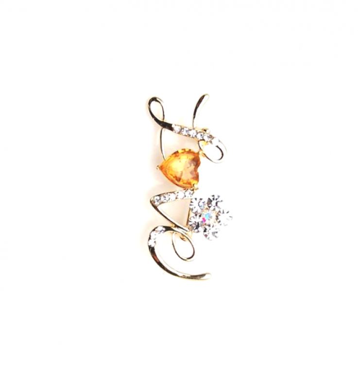 Heart-shaped Citrine and Diamond Brooch, 18k yellow gold