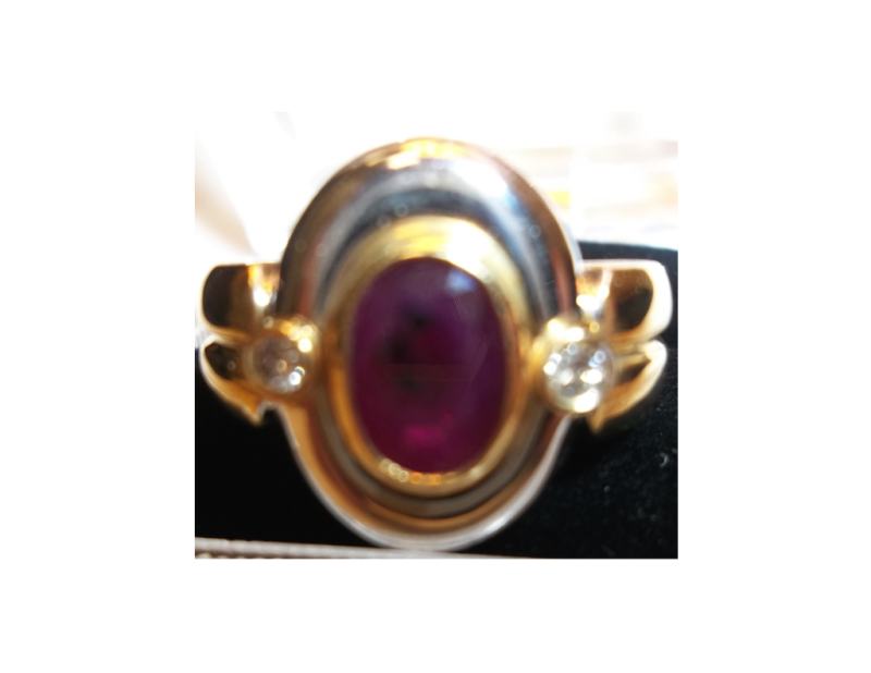 Oval Mixed Cut Pink Sapphire and Diamond Ring, 18k yellow gold