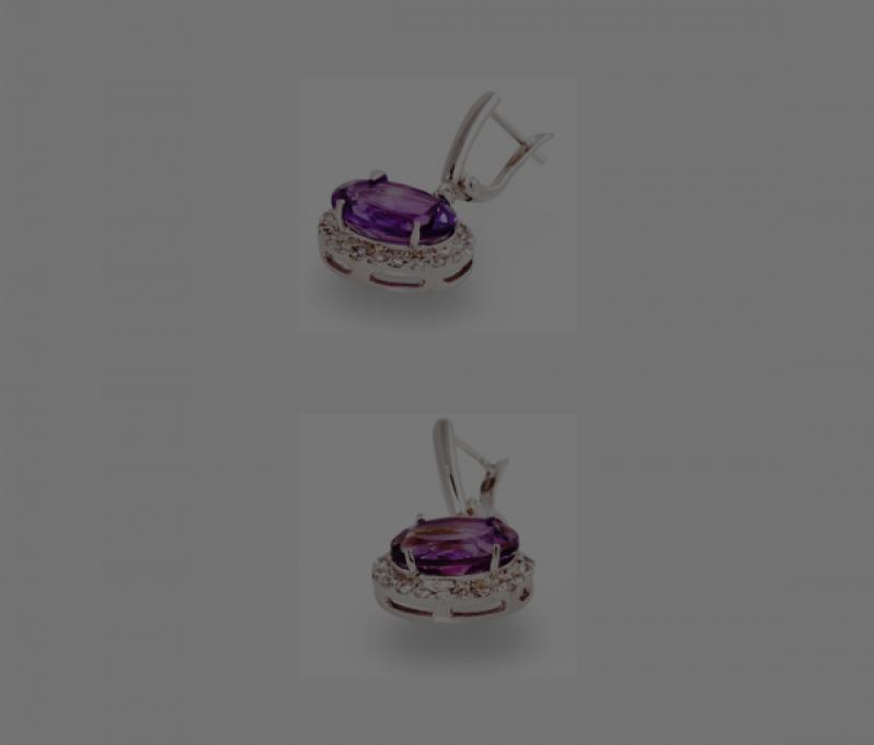 Oval-cut Amethyst and Diamond Earring and Ring Set, 18k white gold