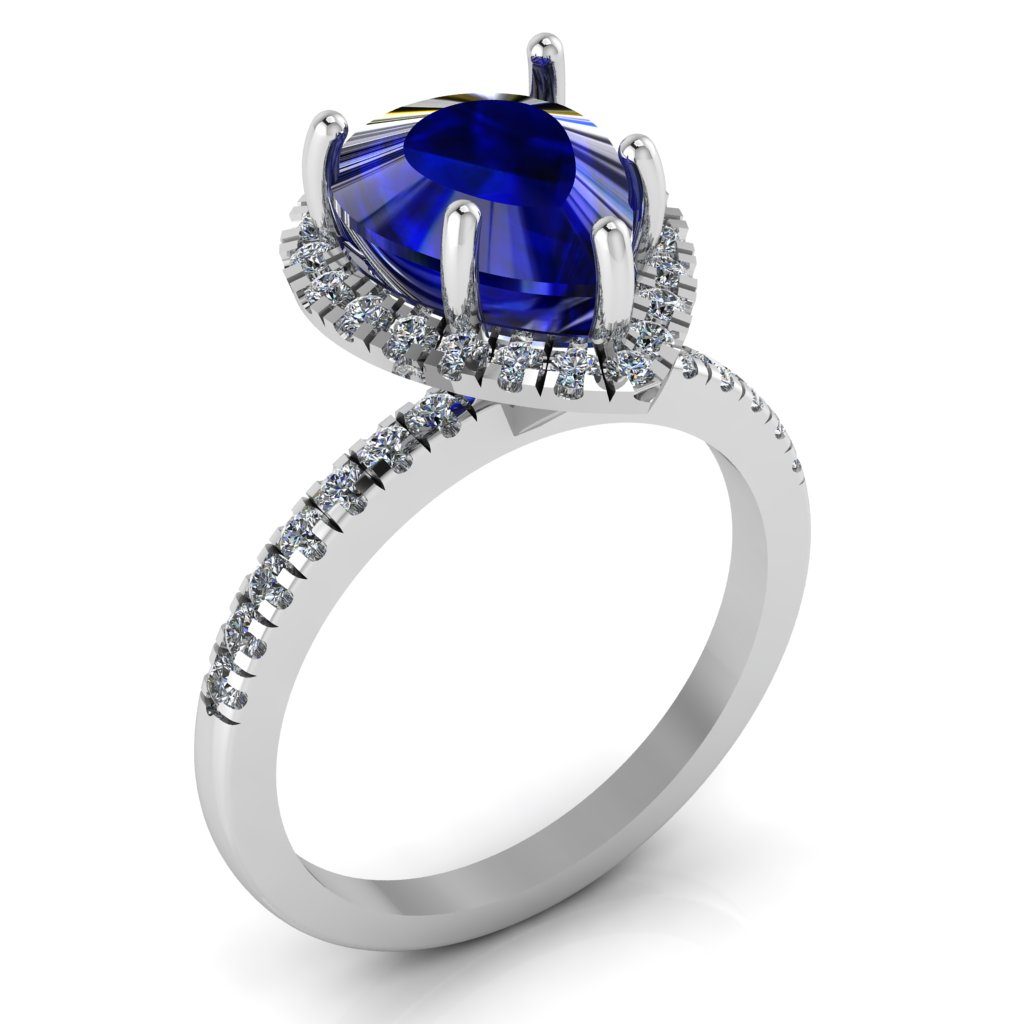 Name Sapphire and Diamond Halo Engagement Ring