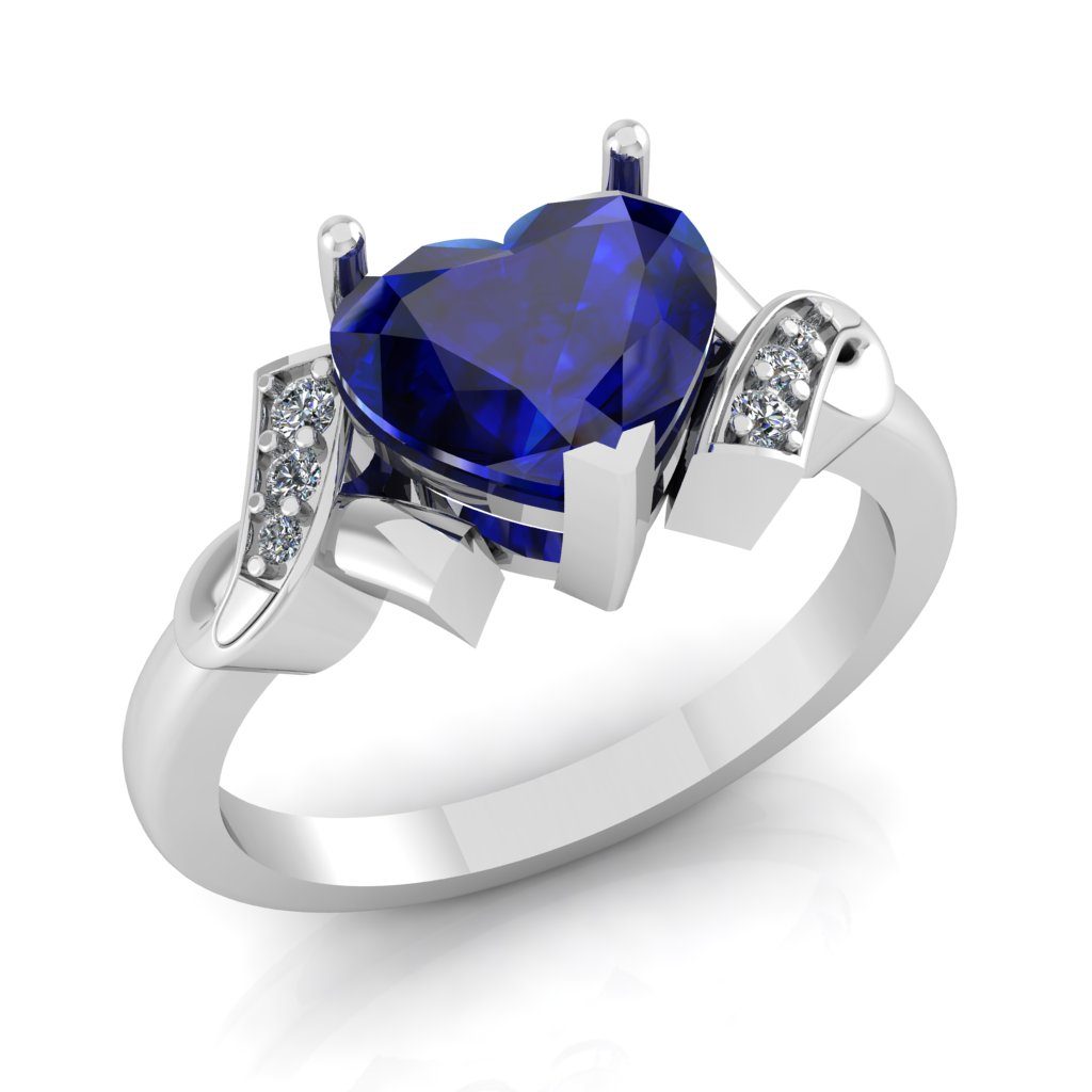 Heart-Shaped Sapphire and Diamond Accent Ring