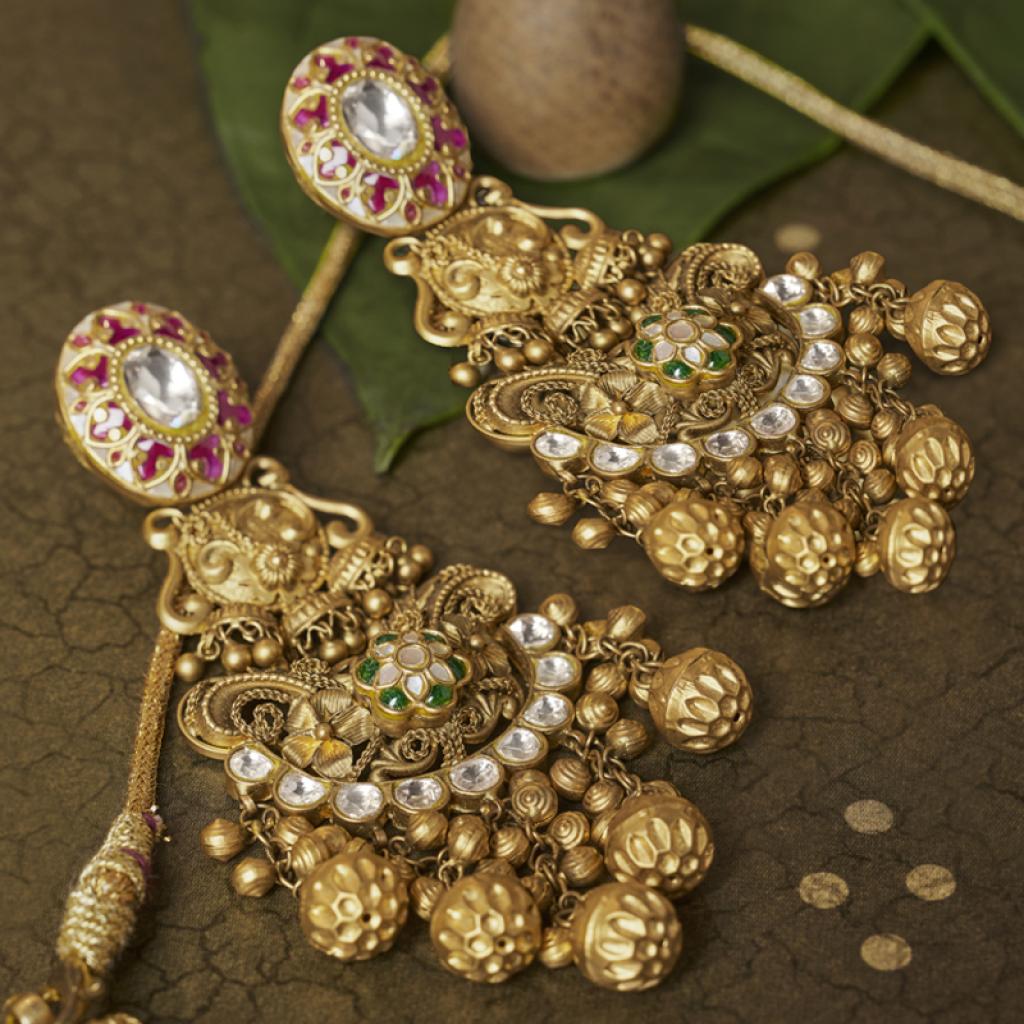 Designer Gold Earrings for Wedding & Festive Wear