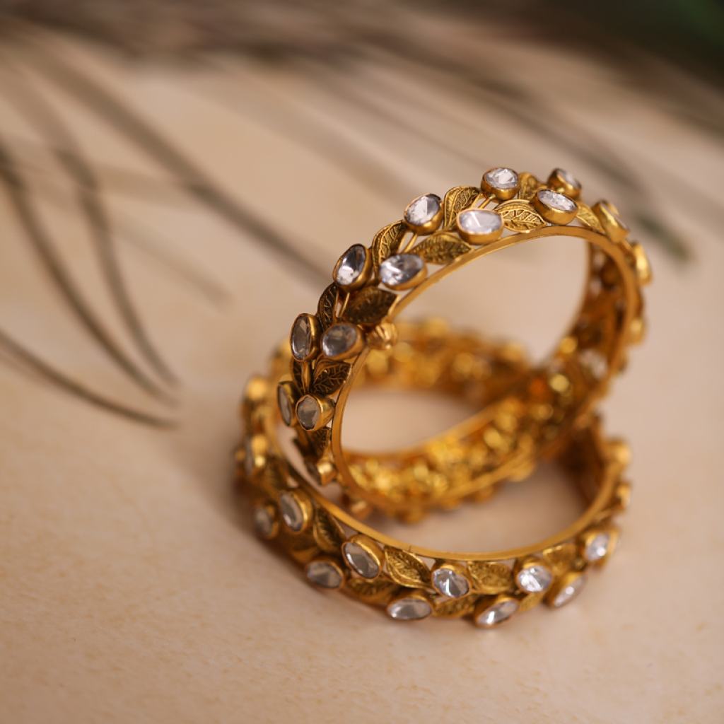 The Regal Charm Bangle  Yellow Gold Finish