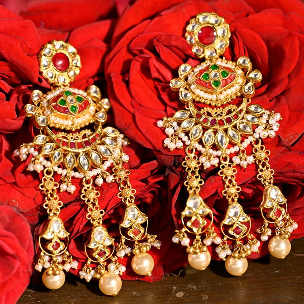 Designer Gold and Diamond Earrings