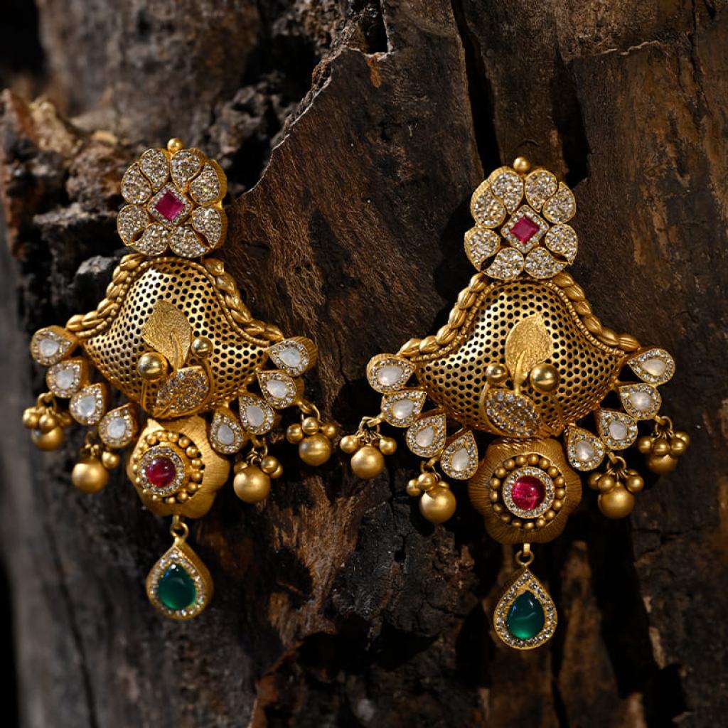 Trendy Gold & Diamond Earrings