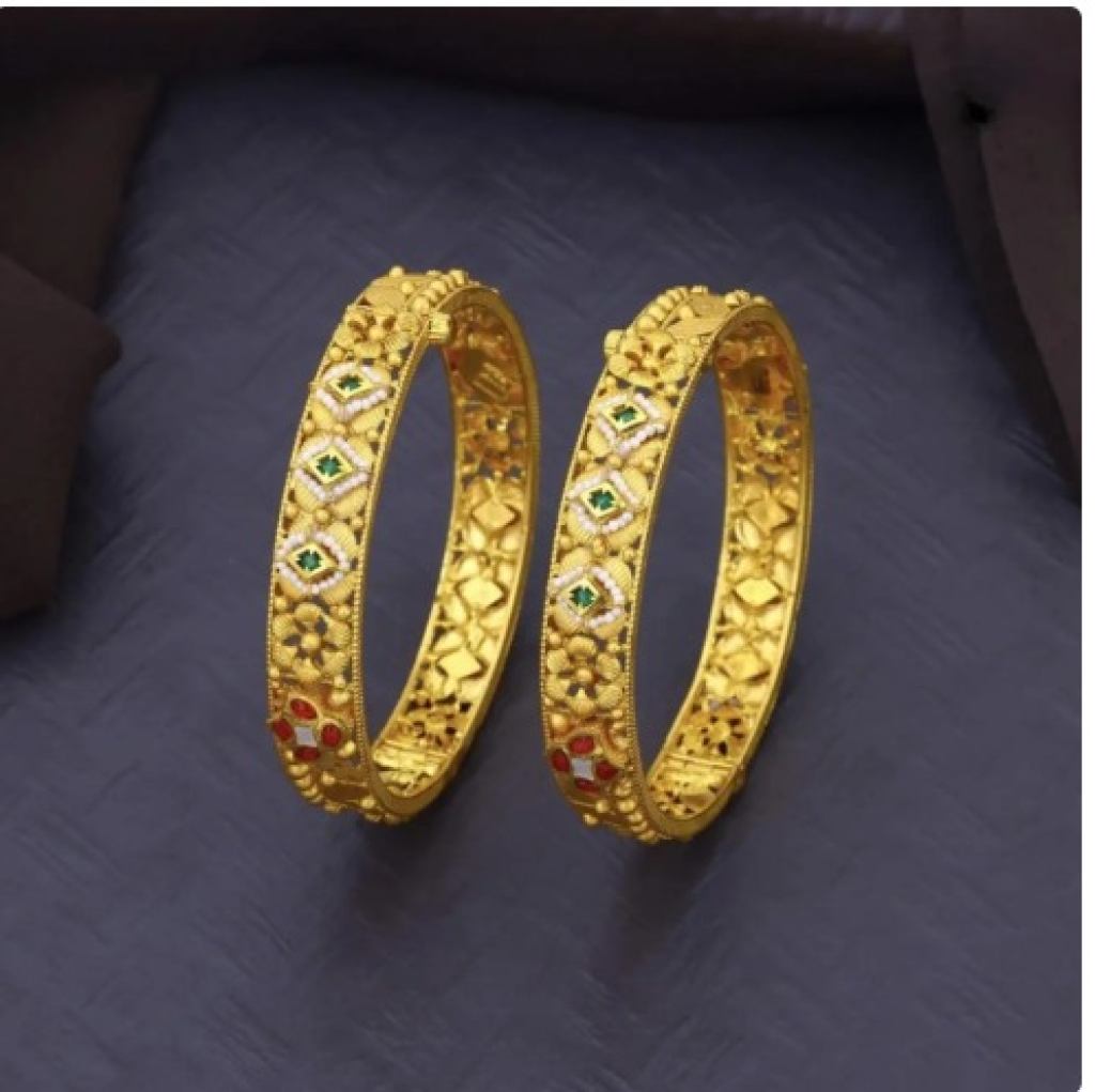 The Saanjh Kalika Bangle  Antique Gold Finish