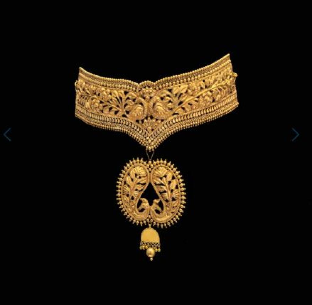 Designer Traditional Bridal Jewelry Antique Gold Temple Choker Necklace