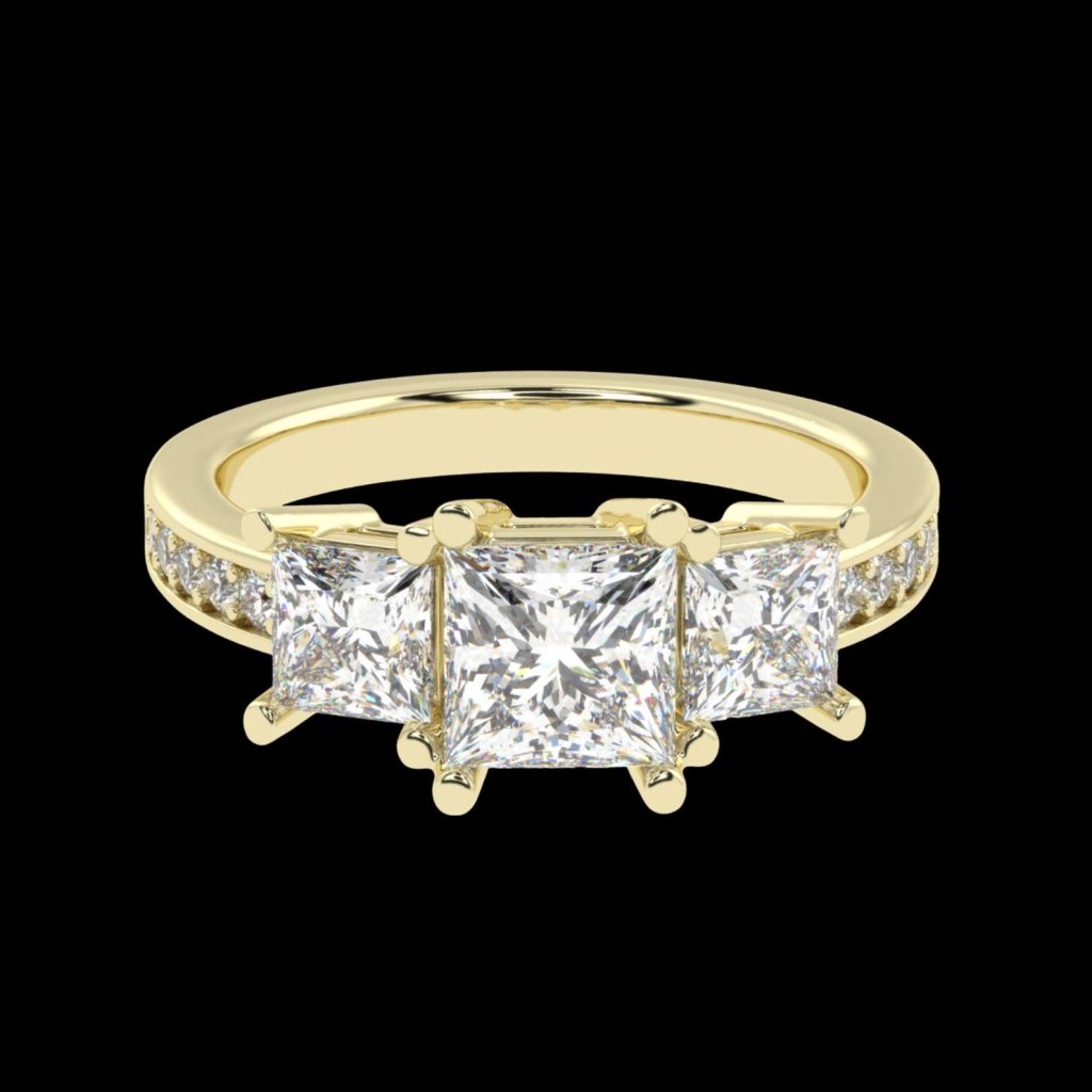 3 Stone Princess Cut Diamond Ring