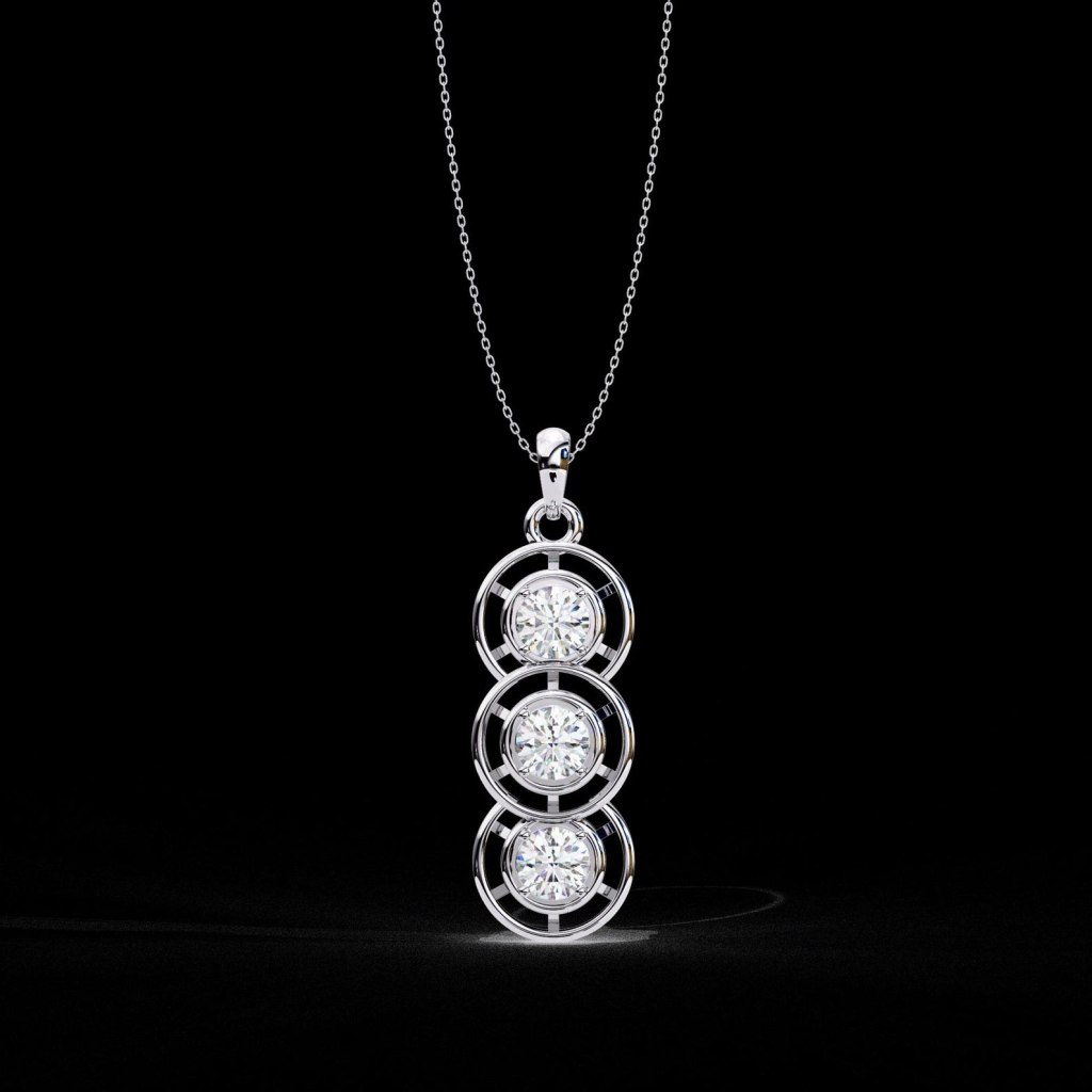 Elegant 3-Stone Round Diamond Pendant