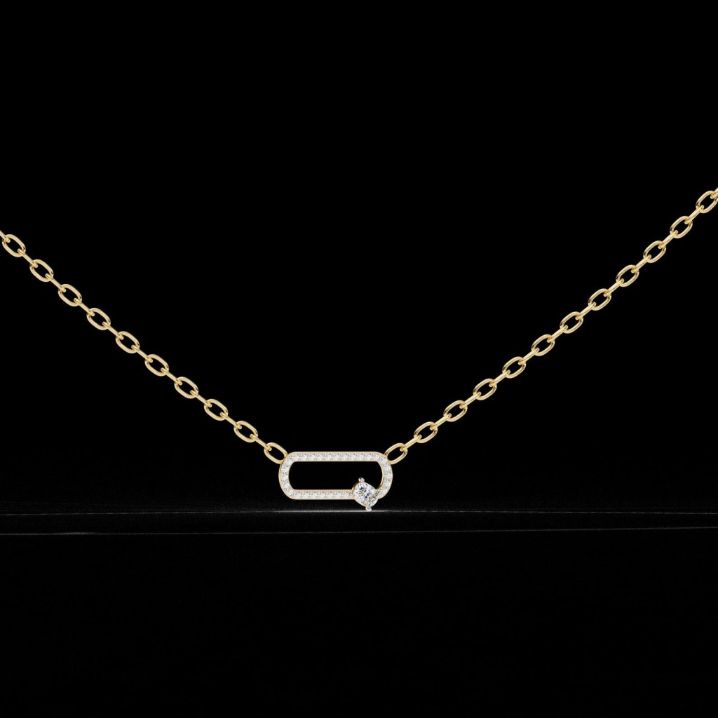 Elegant Diamond-Studded Carabiner Pendant