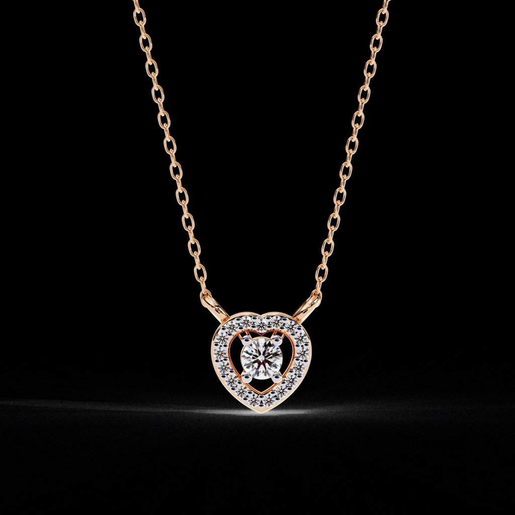 Heart-Shaped Round Diamond Pendant