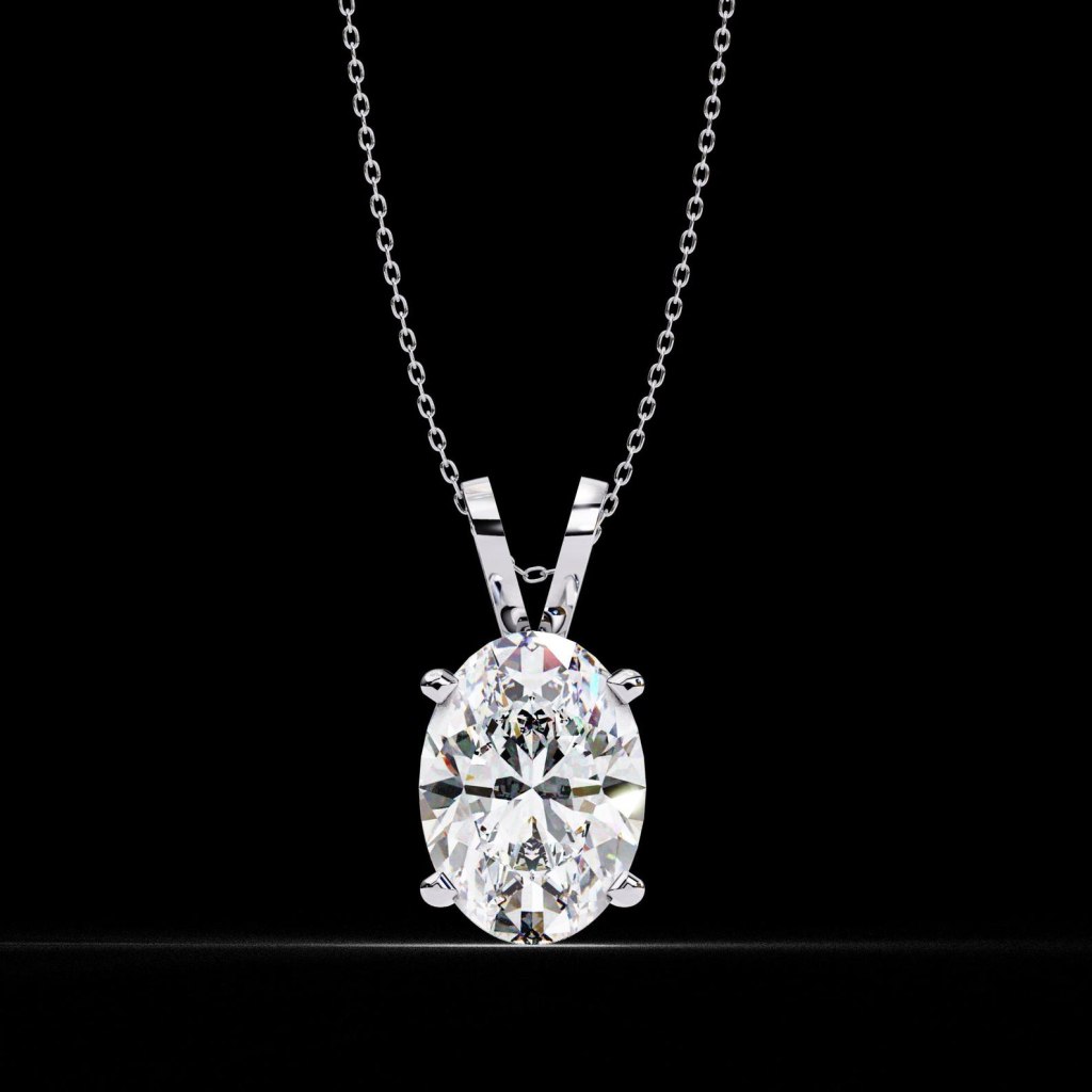 Elegant Oval Cut Solitaire Pendant