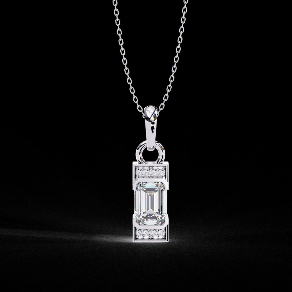 Elegant Emerald Diamond Pendant Bar Design