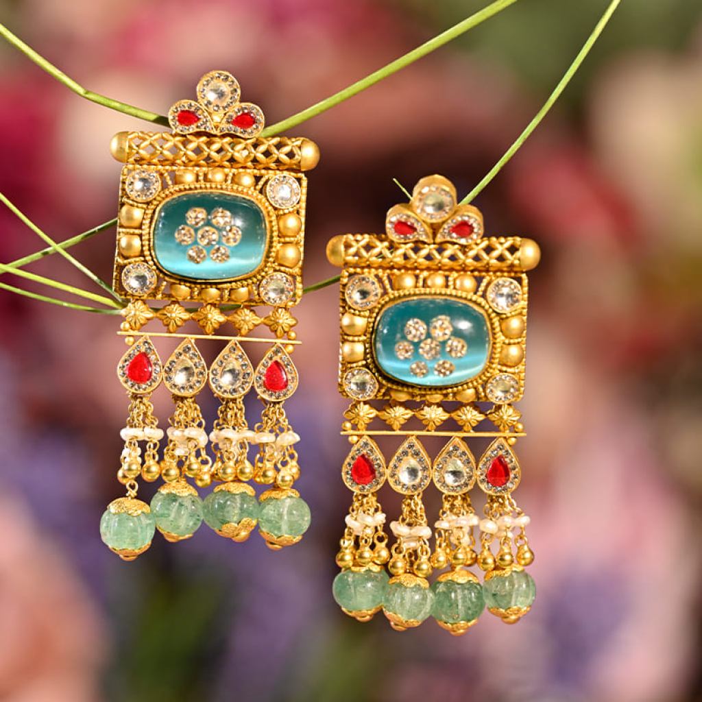 Shop Traditional Indian Earrings Meenakari & Gold Designs