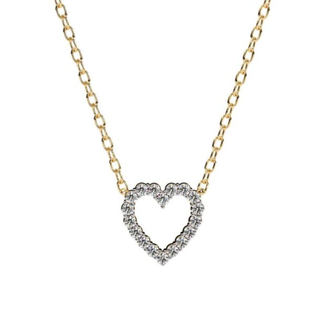 Elegant Heart Round Diamond Pendant