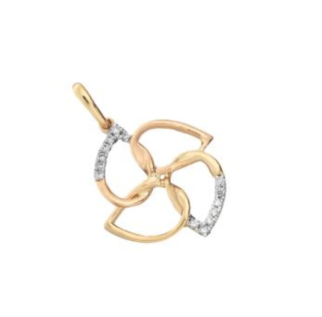 Stylish Leaf Design Gold Pendant with Diamond Accents