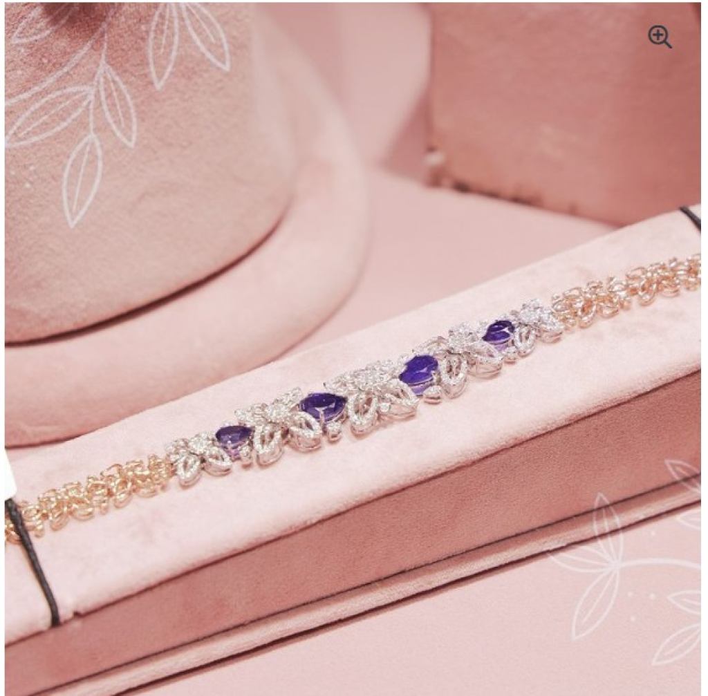 The Amethyst Bloom Bracelet Diamond Elegance Finish