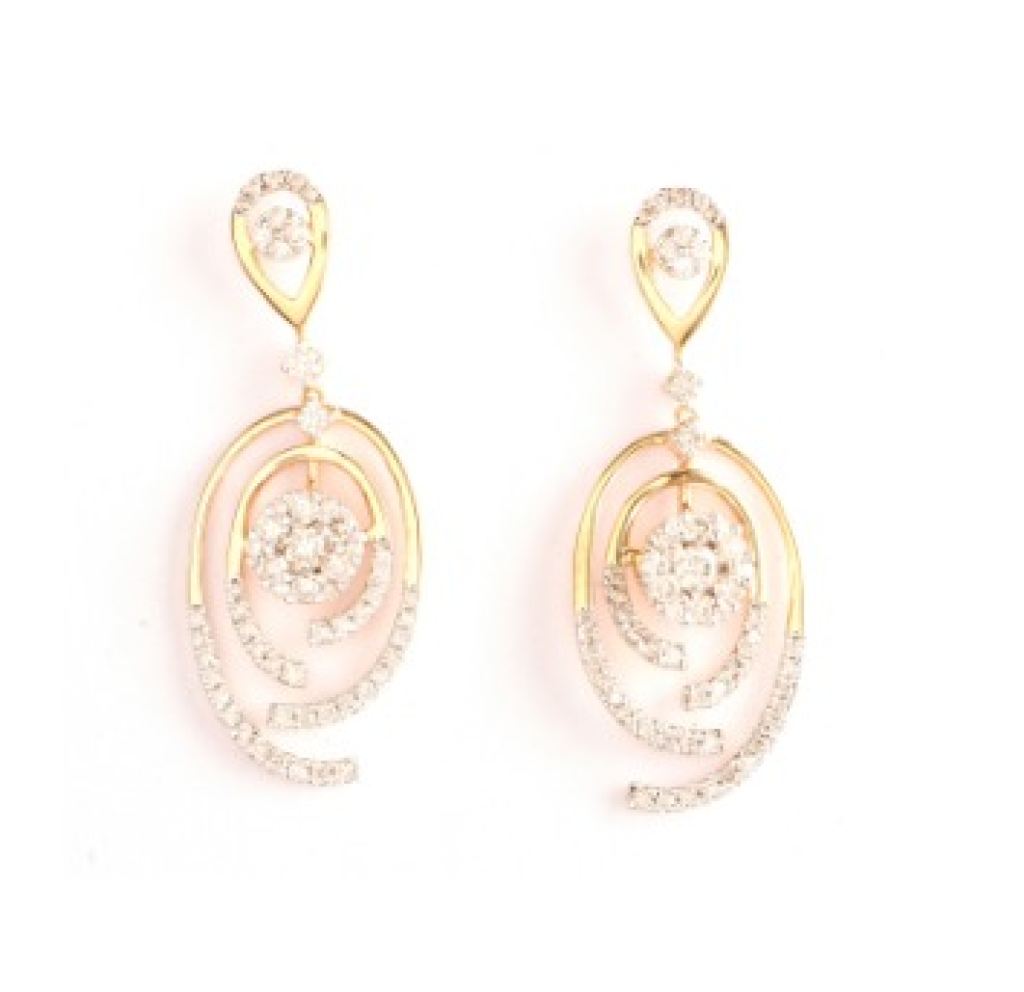 Diamond Oval Cascade Earrings