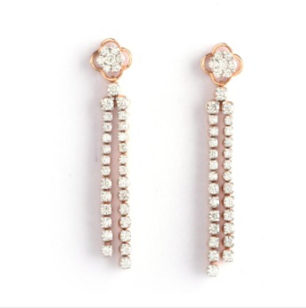 Floral Diamond Drop Danglers