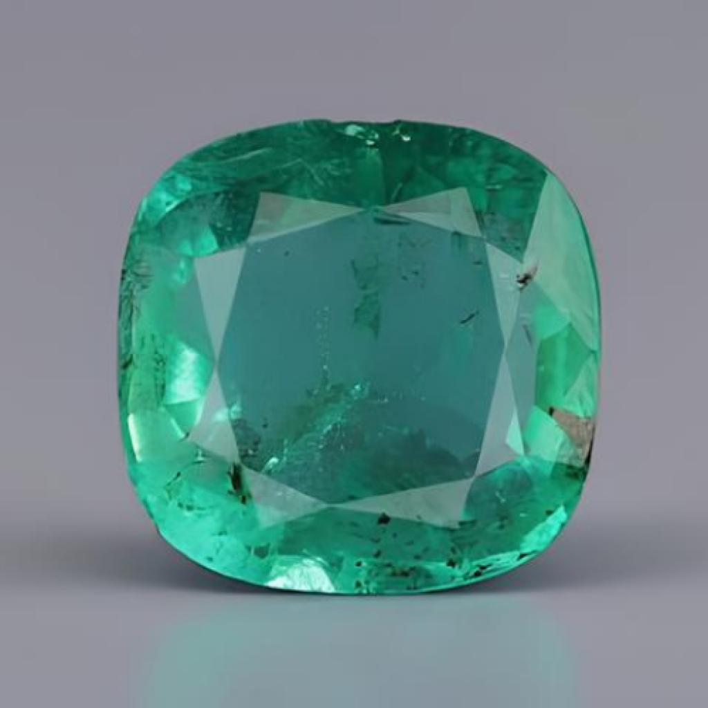Green Authentic Natural Cushion Emerald