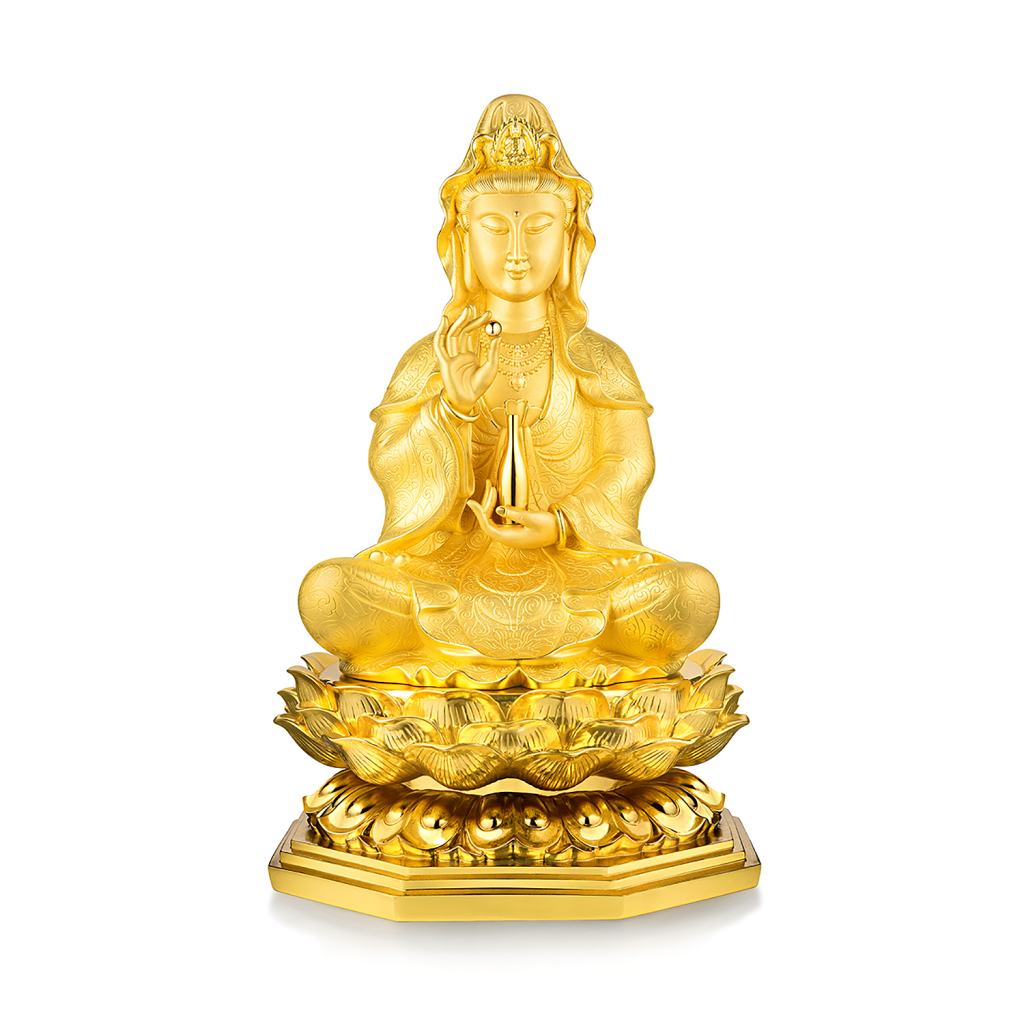 Sacred Lotus Seat Guanyin Solid Gold Statue