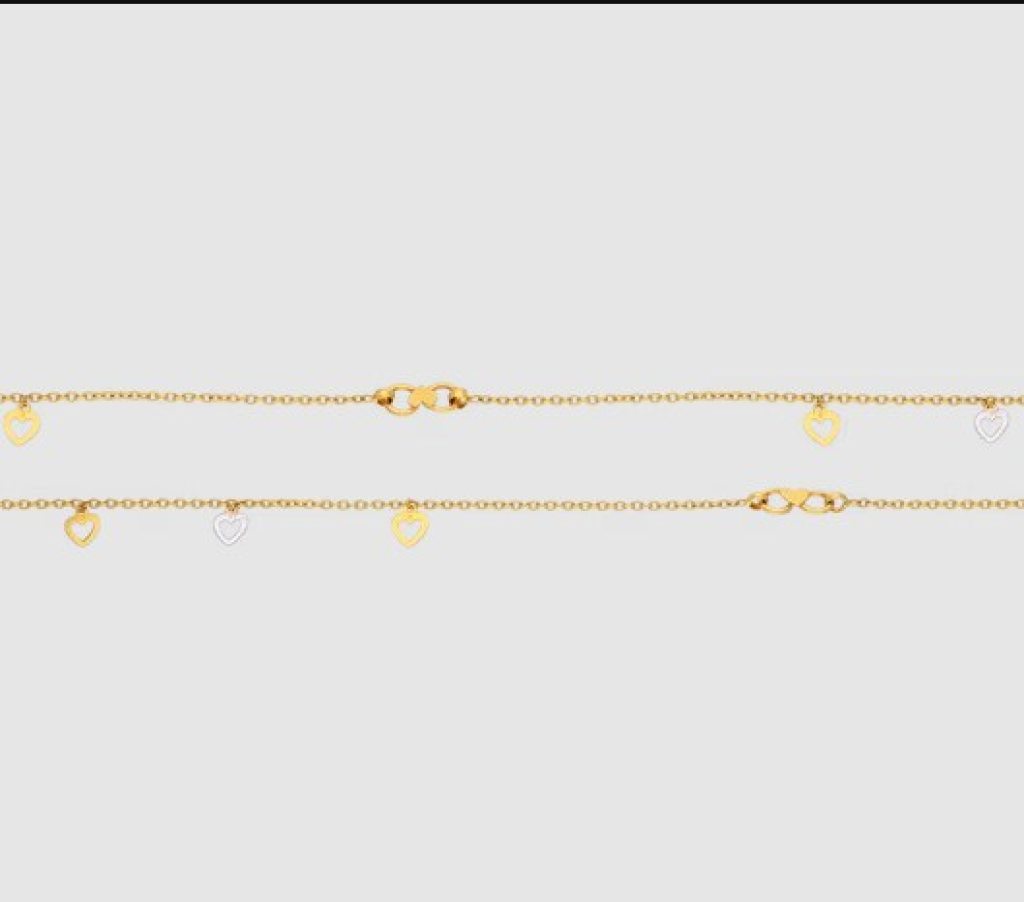 Heart Motif Light Weight Gold Anklets