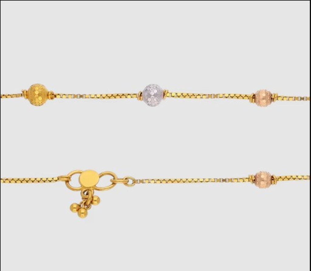 Gorgeous Beads Light Weight Gold Anklets