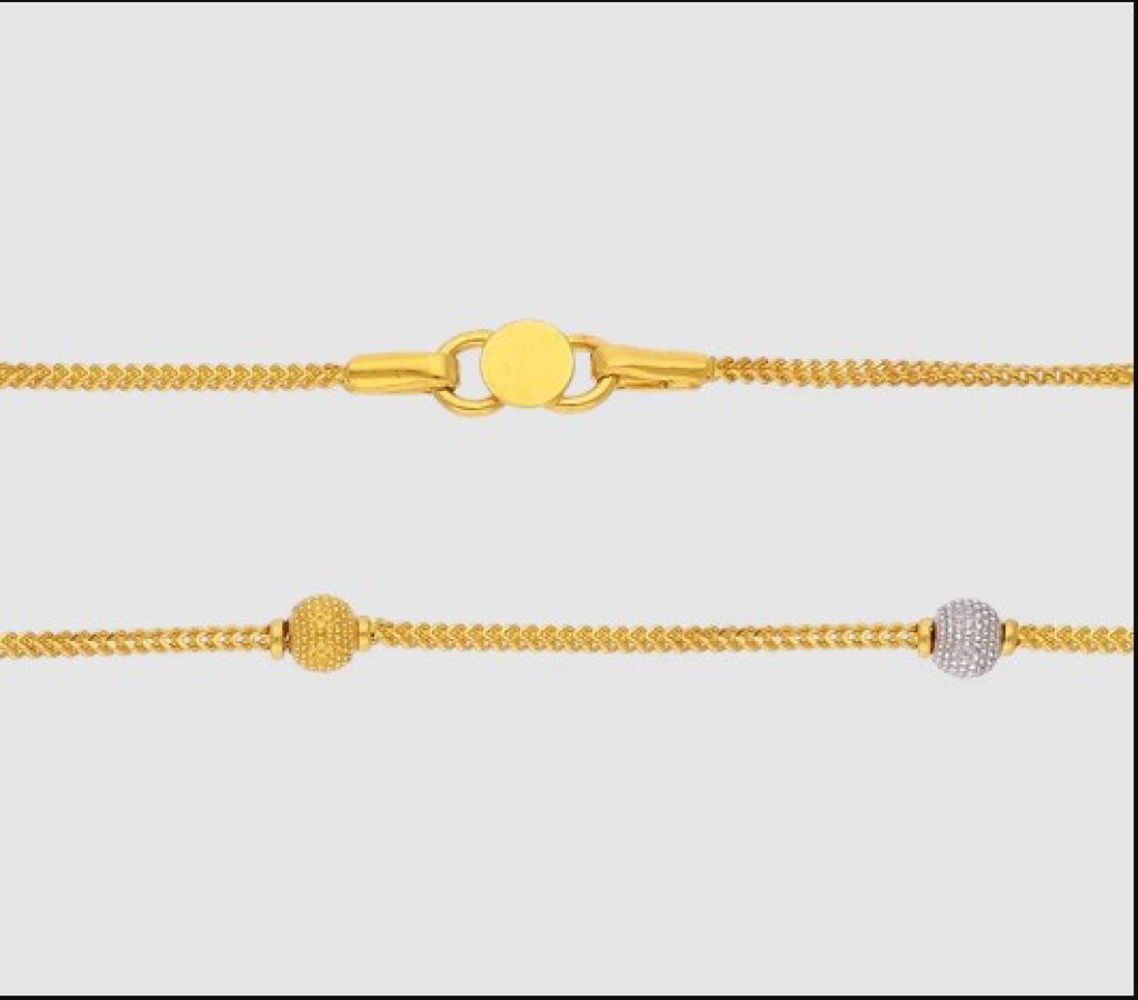 Dainty Beads Light Weight Gold Anklets