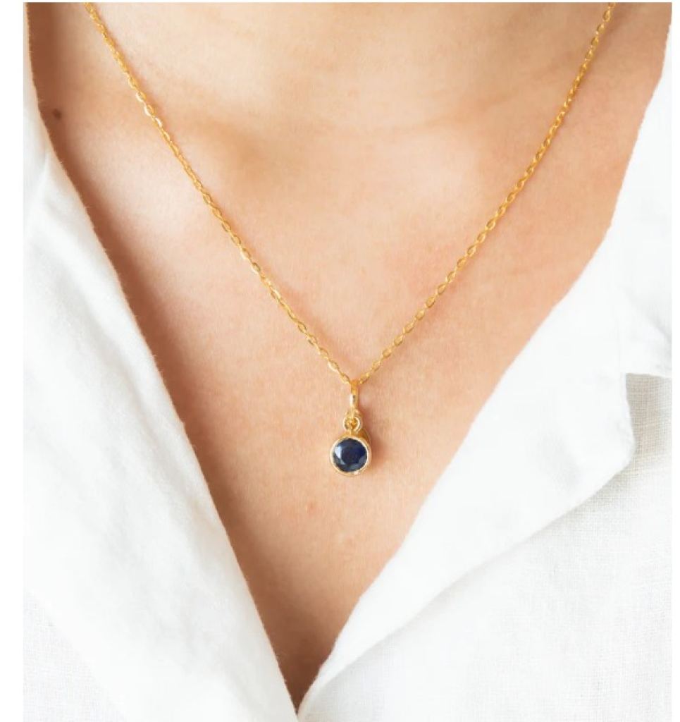 Blue Sapphire Birthstone Pendant Charm Virgo