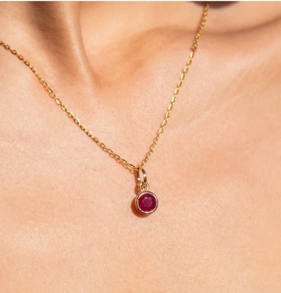 Ruby Birthstone Pendant Charm, Cancer
