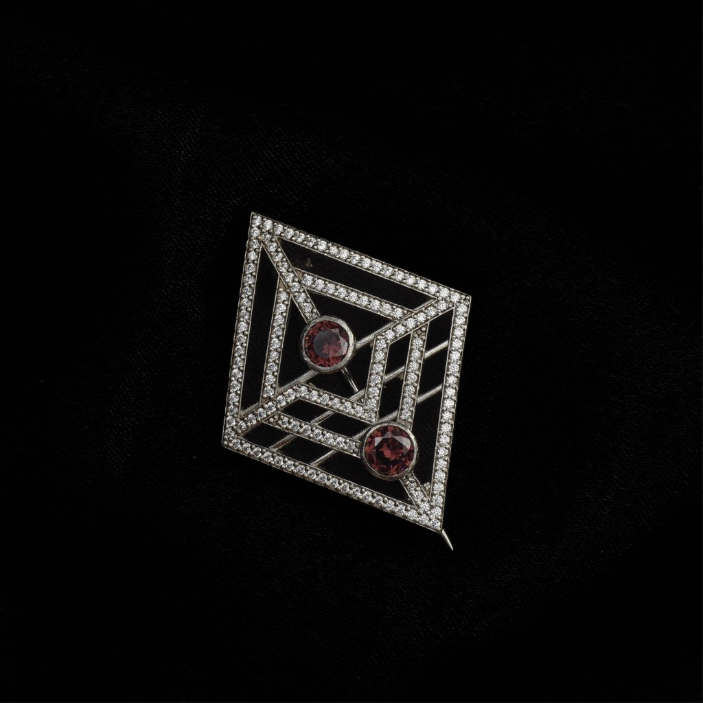 Unique Geometric Silver Brooch