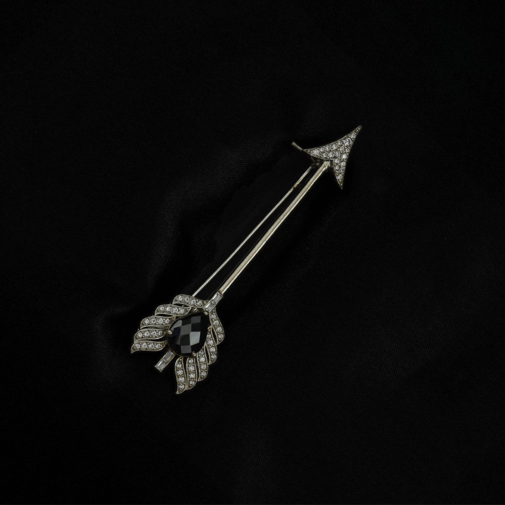 Classic Blue Stone Arrow Silver Brooch