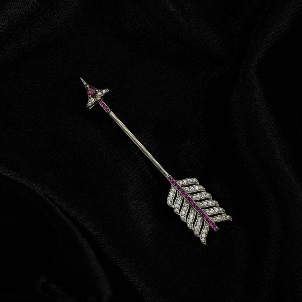 Diamond-Encrusted Arrow Brooch