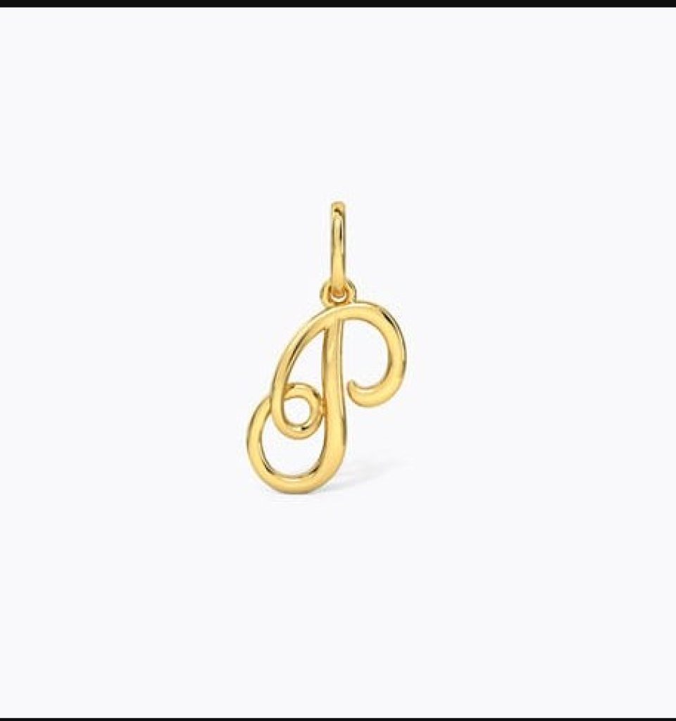 Alphabet P Cursive Gold Charm