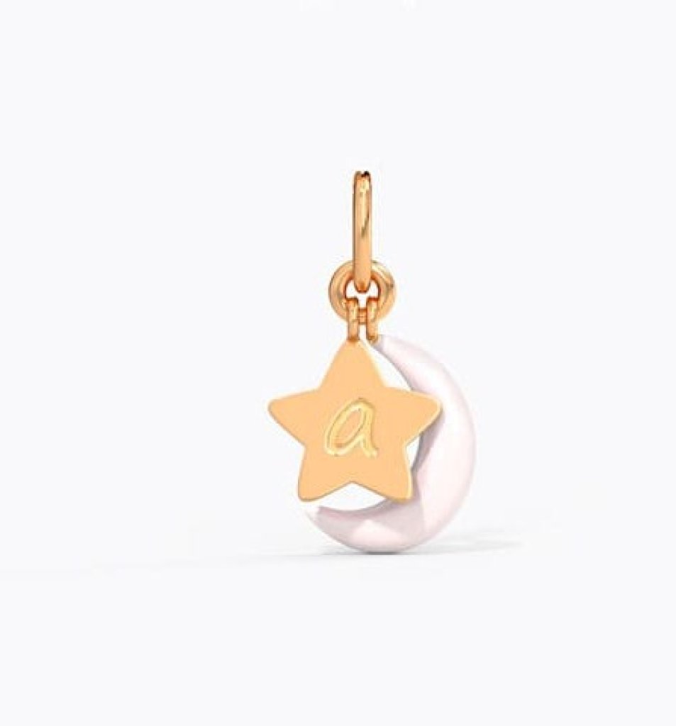 Personalised Star and Moon Gold Charm