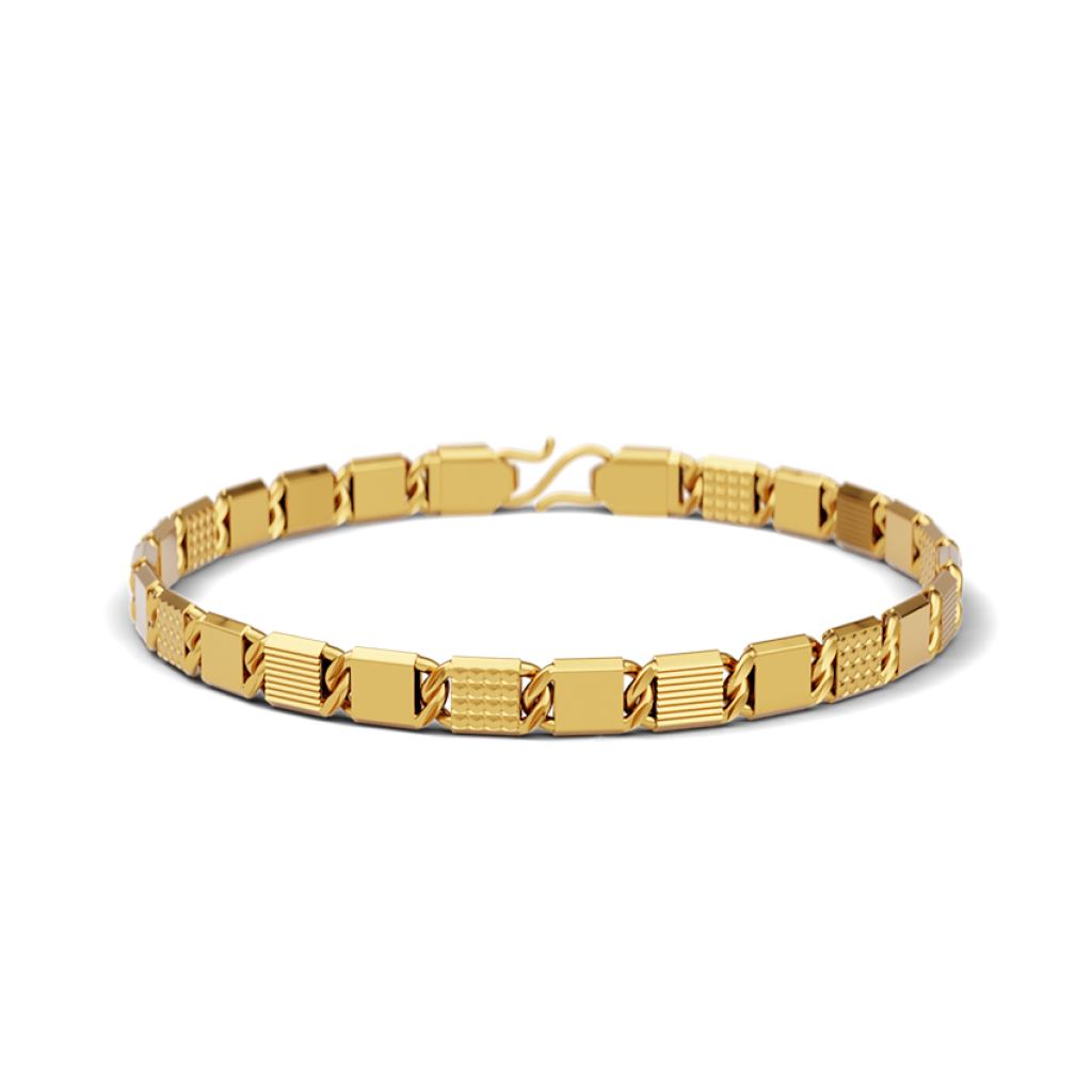 Gold-Tone Textured Square-Link Bracelet