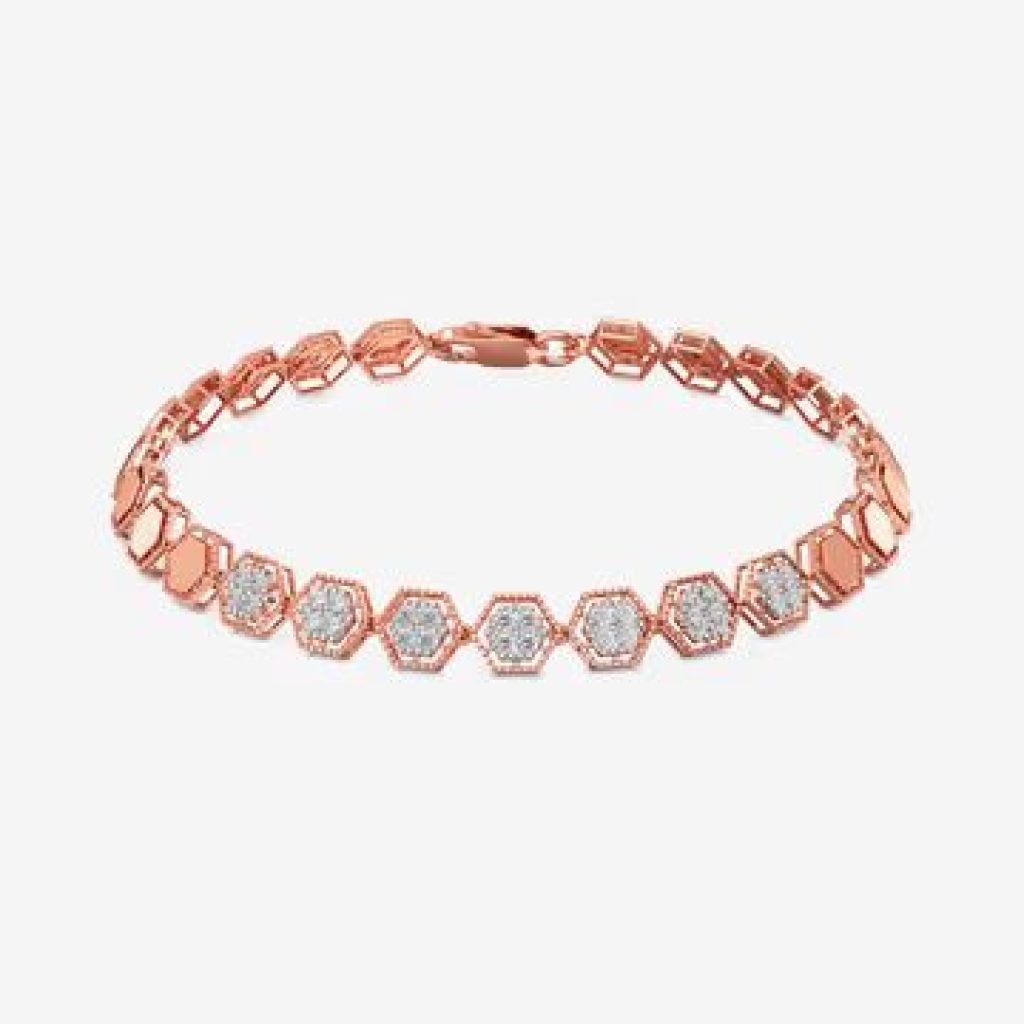 Rose Gold Hexagon CZ Designer Bracelet
