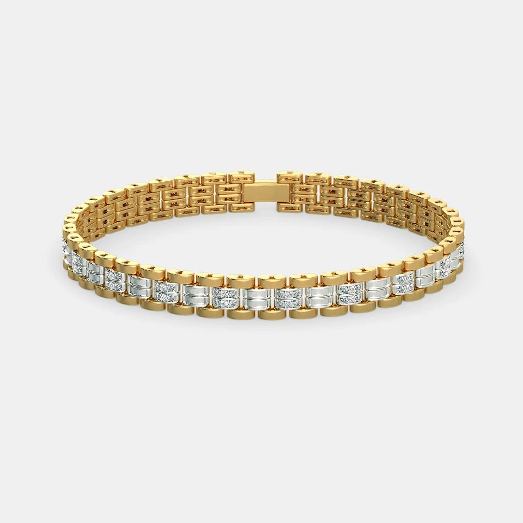 Dual-Tone Diamond-Cut Luxury Link Bracelet