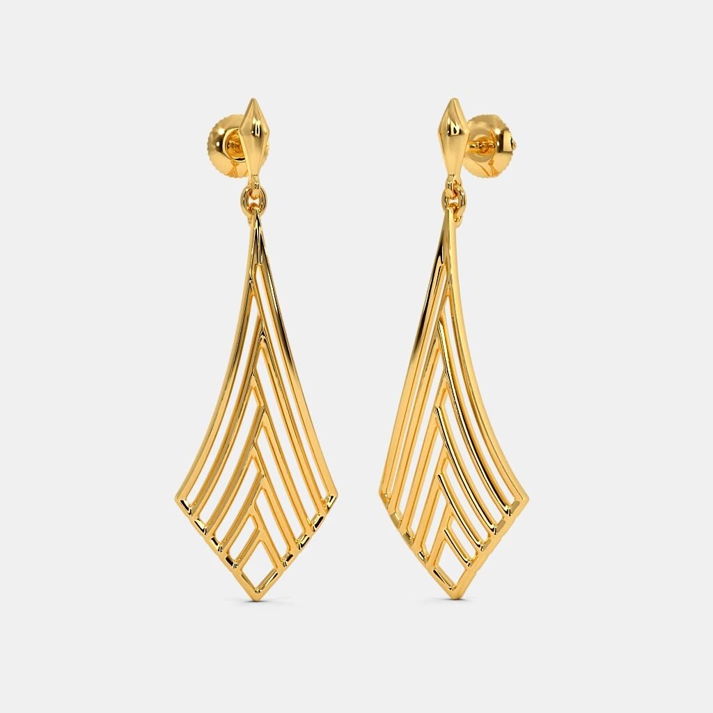 Golden Prism Openwork Drop Earrings