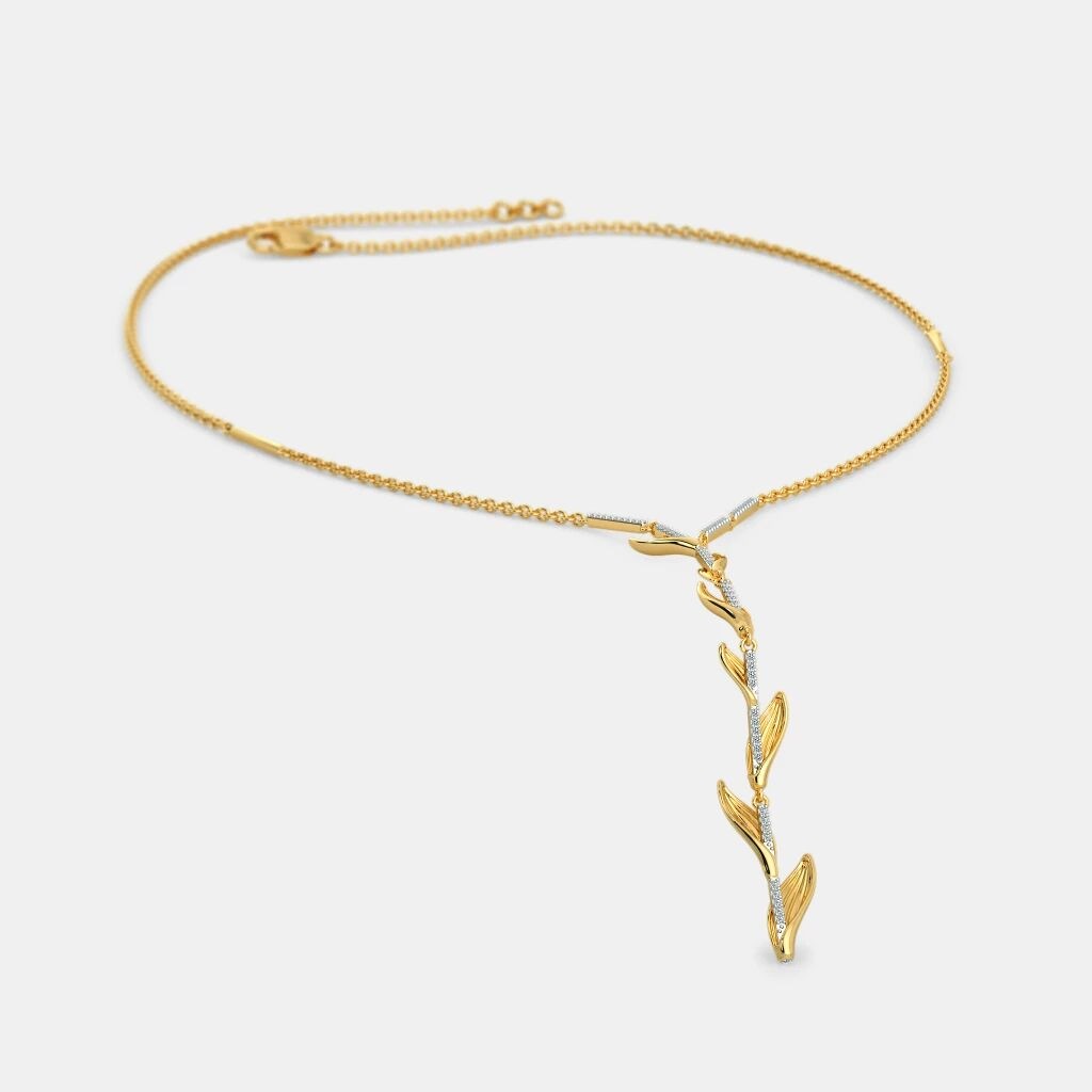 Gold-Plated Leaf Vine Drop Necklace